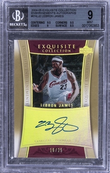 2004-05 UD "Exquisite Collection" Enshrinements Autographs #ENLJ2 LeBron James Signed Card (#16/25) – BGS MINT 9/BGS 10